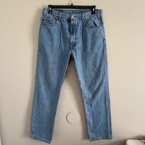 Y2K Levis 505 Regular Fit Straight Leg Mens Jeans 36x32 Medium Wash Blue Denim